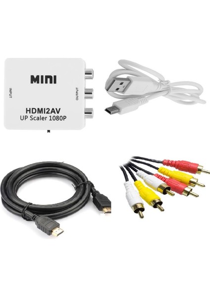HDMI To Av Rca Tos Çevirici + HDMI Kablo + Rca Kablo