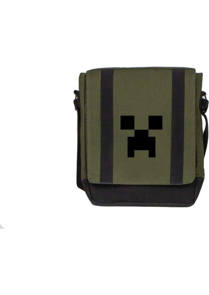 Heybe Çanta Mine Craft Creeper Face Yeşil Renk