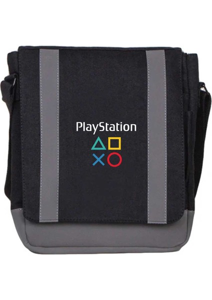 Heybe Çanta Playstation Consol Yazı Siyah Renk