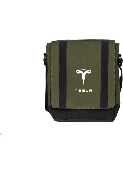 Heybe Çanta Tesla Logo Text Yeşil Renk