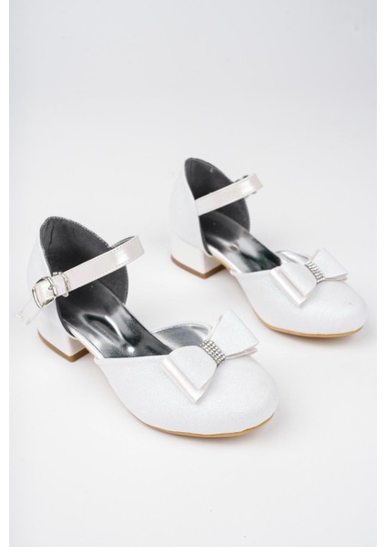 Kız Çocuk Beyaz Abiye Simli Kum Detaylı Fiyonklu Ayakkabı fiyatları