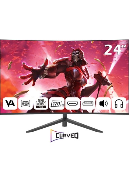 MD240K-V181 24 Inç 170Hz 1ms Fullhd Wled Speaker 1500R Curved Va Oyuncu Monitörü