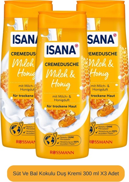 Süt ve Bal Kokulu Duş Kremi 300 ml X 3 Adet