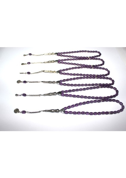 Oniks Taşı 6’lı Cam Tesbih Seti - Hediyelik Aksesuar & Bujiteri & Mor