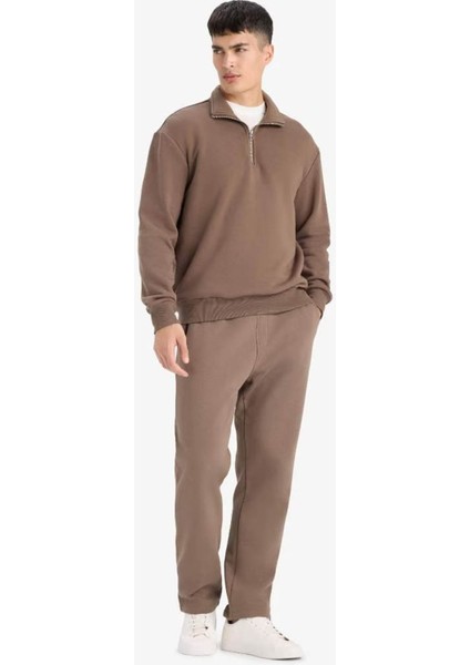 Regular Fit Beli Bağcıklı Cepli Düz Paça Kalın Haki Erkek Eşofman Altı D7836AX/KH154 fiyatları