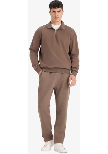 Regular Fit Beli Bağcıklı Cepli Düz Paça Kalın Haki Erkek Eşofman Altı D7836AX/KH154 fırsatları