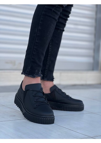 KB-X502 Kuback Siyah Cilt Yüksek Siyah Taban Bağcık Detaylı Lastikli Günlük Erkek Ayakkabı fiyatları