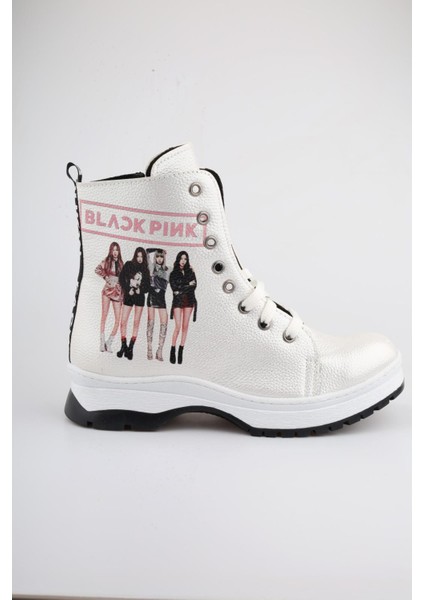 Beyaz Blackpink Fermuarlı Kız Çocuk Botu fiyatları