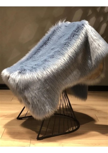 Puffin Kuzu Post Gri Üst Kalite Yıkanabilir Yumuşak Dokulu Peluş Halı