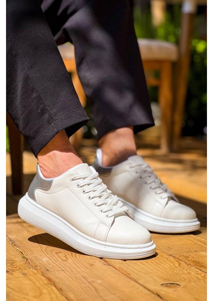 KB-X500 Kuback Beyaz Gümüş Yüksek Taban Bağcıklı Günlük Erkek Ayakkabı fiyatları