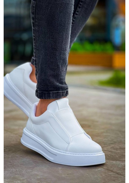 KB-007 Beyaz Yüksek Taban Tek Bant Bağcıksız Günlük Erkek Ayakkabı fırsatları