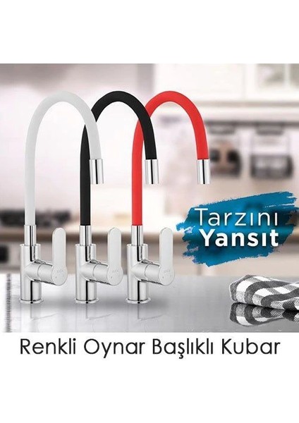 Esnek Kıvrılabilir Renkli Silikon Oynar Başlıklı Musluk Bataryası Başlığı Kubar fiyatları