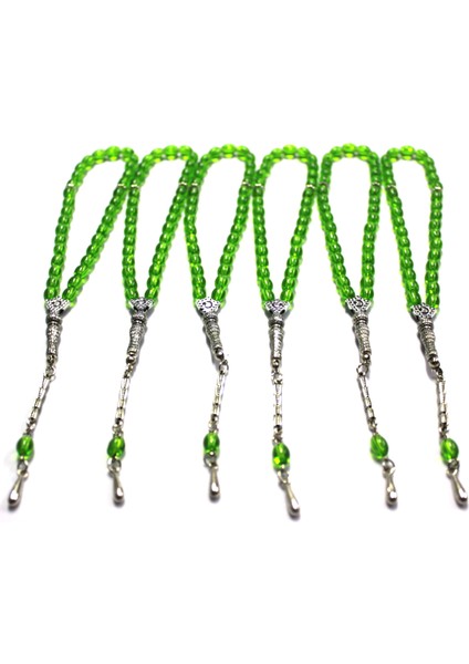 Oniks Taşı 6’lı Cam Tesbih Seti - Hediyelik Aksesuar & Bujiteri & Yeşil