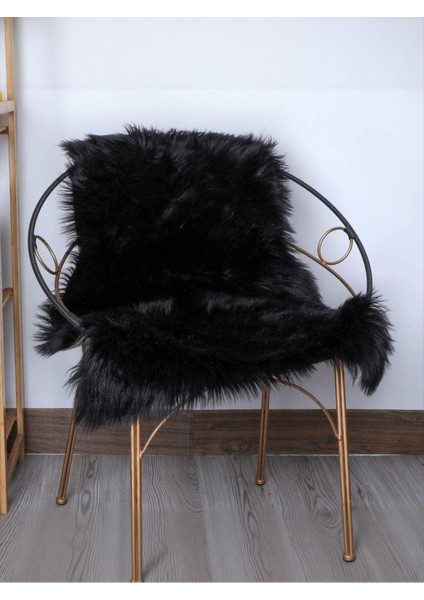 Puffin Kuzu Post Siyah Üst Kalite Yıkanabilir Yumuşak Dokulu Peluş Halı