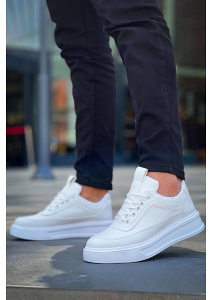 KB-006 Beyaz Cilt Yüksek Taban Bağcıklı Günlük Erkek Ayakkabı fiyatları
