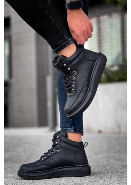 KB-0994 Siyah Cilt Siyah Yüksek Taban Erkek Bilek Bot fiyatları