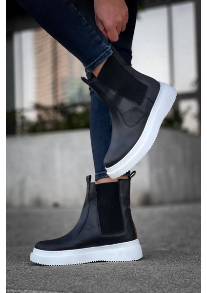 KB-0992 Siyah Cilt Yüksek Taban Lastikli Erkek Bot fiyatları