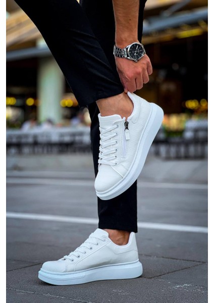 KB-309 Beyaz Fermuar ve Bağcıklı Günlük Erkek Ayakkabı fırsatları