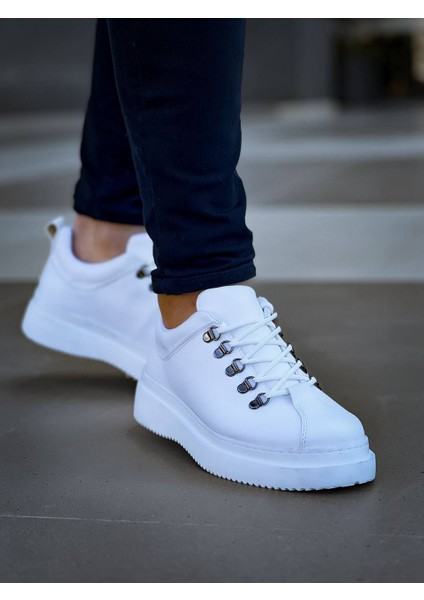 Kb-X4 Beyaz Cilt Yüksek Taban Bağcıklı Günlük Erkek Ayakkabı modelleri