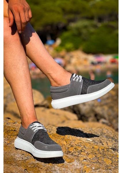 KB-042 Bağcıklı Gri Günlük Erkek Ayakkabı fırsatları