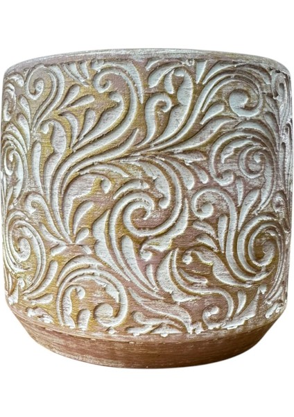 Ev Dekorasyon Gold Çiçek Desen Beton Saksı Çiçeklik Saksılık