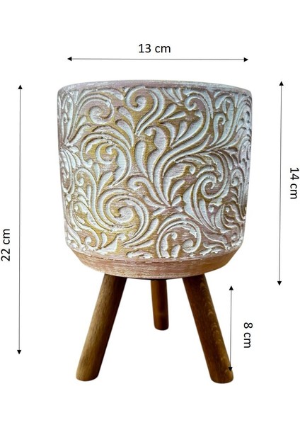 Ev Dekorasyon Gold Çiçek Desenli Beton Saksı Ayaklı Çiçeklik Saksılık fiyatları