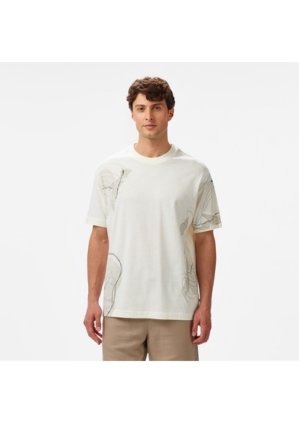 Erkek Krem Regular Fit Baskılı T-Shirt V55223T.1MA