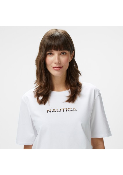 Kadın Beyaz Regular Fit Baskılı T-Shirt 55V121T.1BW fırsatları