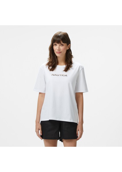 Kadın Beyaz Regular Fit Baskılı T-Shirt 55V121T.1BW indirimleri