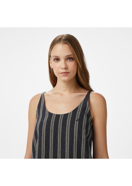 Kadın Siyah Regular Fit Çizgili Elbise 55D305T.0TB fırsatları