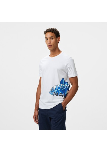 Erkek Beyaz Regular Fit Baskılı T-Shirt V55306T.1BW