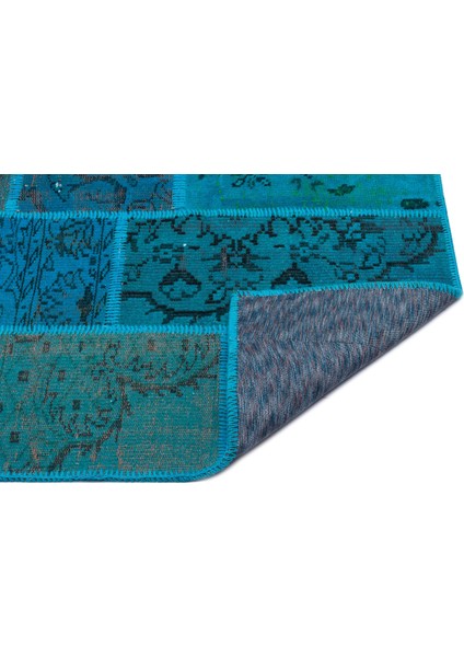 Iskece Turkuaz Eskitme Etnik Modern Desenli Yün Hav Toz Vermez Leke Tutmayan Salon Yolluk Mutfak El Dokuma Halı fiyatları