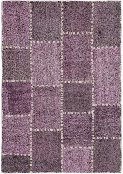 Teselya Pembe Patchwork Etnik Modern Desenli Yün Hav Toz Vermez Leke Tutmayan Salon Yolluk Mutfak El Dokuma Halı