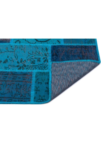 Iskece Turkuaz Eskitme Etnik Modern Desenli Yün Hav Toz Vermez Leke Tutmayan Salon Yolluk Mutfak El Dokuma Halı fiyatları