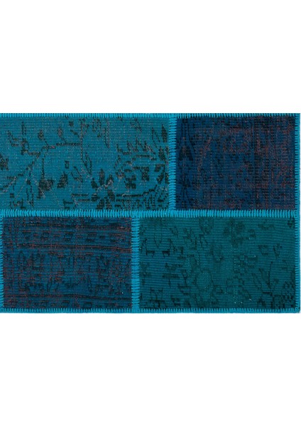 Iskece Turkuaz Eskitme Etnik Modern Desenli Yün Hav Toz Vermez Leke Tutmayan Salon Yolluk Mutfak El Dokuma Halı fırsatları