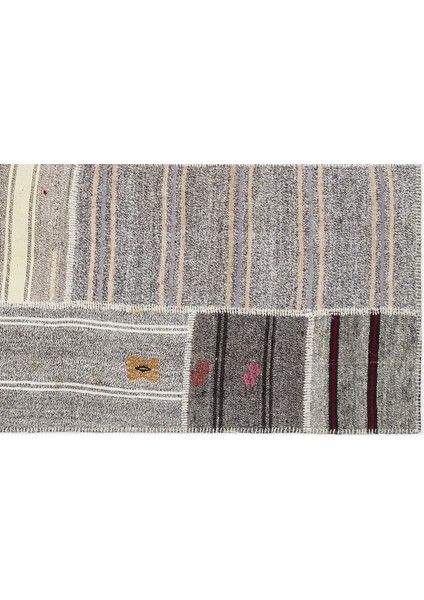 Teselya Bej Çizgili Etnik Modern Desenli Yün Hav Toz Vermez Leke Tutmayan Salon Yolluk Mutfak El Dokuma Halı indirimleri