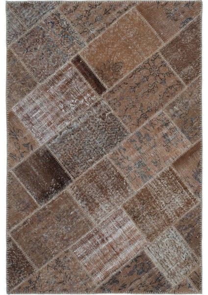 Iskece Kahverengi Eskitme Etnik Modern Desenli Yün Hav Toz Vermez Leke Tutmayan Salon Yolluk Mutfak El Dokuma Halı