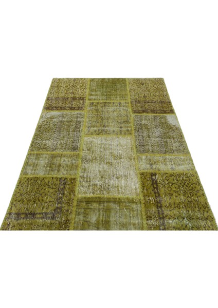 Iskece Yeşil Eskitme Etnik Modern Desenli Yün Hav Toz Vermez Leke Tutmayan Salon Yolluk Mutfak El Dokuma Halı fiyatları