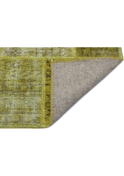 Iskece Yeşil Eskitme Etnik Modern Desenli Yün Hav Toz Vermez Leke Tutmayan Salon Yolluk Mutfak El Dokuma Halı modelleri