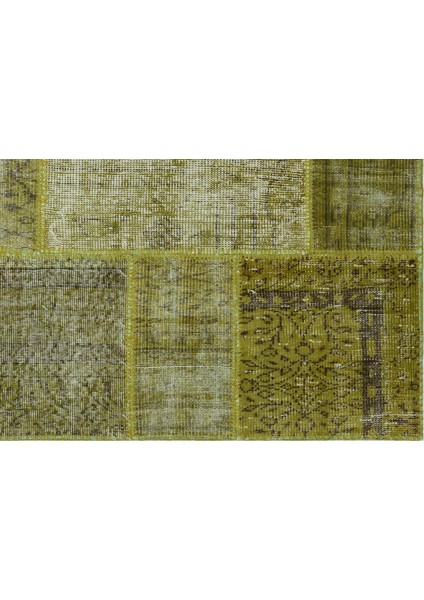 Iskece Yeşil Eskitme Etnik Modern Desenli Yün Hav Toz Vermez Leke Tutmayan Salon Yolluk Mutfak El Dokuma Halı fırsatları