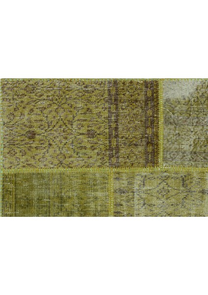 Iskece Yeşil Eskitme Etnik Modern Desenli Yün Hav Toz Vermez Leke Tutmayan Salon Yolluk Mutfak El Dokuma Halı indirimleri