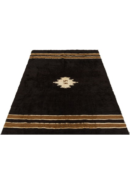 Girit Siyah Geometrik Etnik Modern Desenli Yün Hav Toz Vermez Leke Tutmayan Salon Yolluk Mutfak El Dokuma Halı modelleri