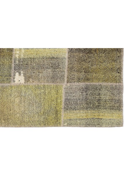 Teselya Sarı Patchwork Etnik Modern Desenli Yün Hav Toz Vermez Leke Tutmayan Salon Yolluk Mutfak El Dokuma Halı indirimleri