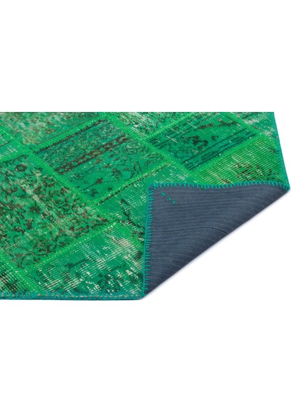 Iskece Yeşil Eskitme Etnik Modern Desenli Yün Hav Toz Vermez Leke Tutmayan Salon Yolluk Mutfak El Dokuma Halı indirimleri