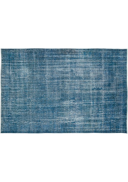 Mavi Eskitme Etnik Modern Desenli Yün Hav Toz Vermez Leke Tutmayan Salon Yolluk Mutfak El Dokuma Halı