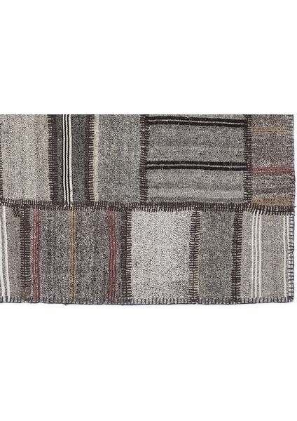 Teselya Gri Çizgili Etnik Modern Desenli Yün Hav Toz Vermez Leke Tutmayan Salon Yolluk Mutfak El Dokuma Halı indirimleri