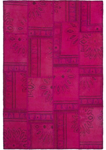 Iskece Pembe Eskitme Etnik Modern Desenli Yün Hav Toz Vermez Leke Tutmayan Salon Yolluk Mutfak El Dokuma Halı