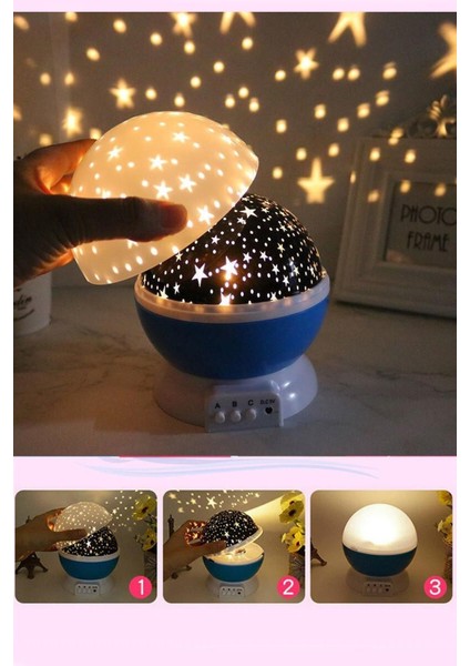 Dönen Renkli Star Master Yıldızlı Gökyüzü Projeksiyon Gece Lambası Masa Lambası
