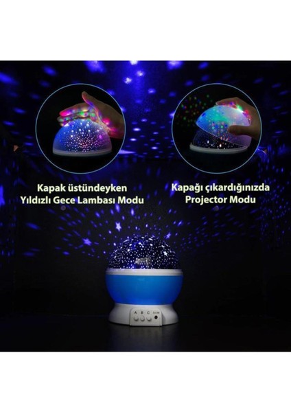 Dönen Renkli Star Master Yıldızlı Gökyüzü Projeksiyon Gece Lambası Masa Lambası fiyatları