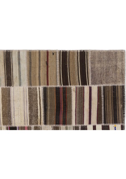 Teselya Bej Çizgili Etnik Modern Desenli Yün Hav Toz Vermez Leke Tutmayan Salon Yolluk Mutfak El Dokuma Halı modelleri